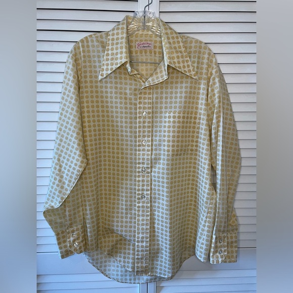Vintage 1970s Men’s Arrow Getaway Long Sleeve Button Down Size Large Yellow Gold - Picture 5 of 16